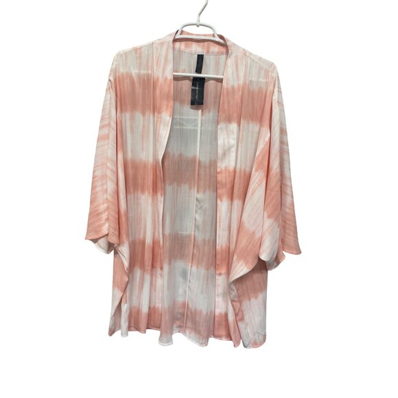 Lane Bryant Tie-Dye Open Front Kimono Cardigan 18/20 Peach Lightweight Flowy - Picture 3 of 6